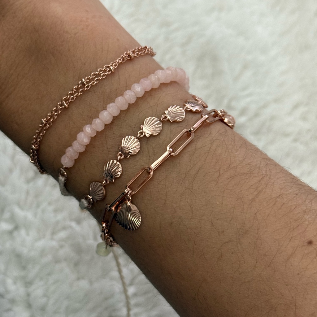 Pura Vida Rose Gold And Pink Shell Bracelet Set 50$